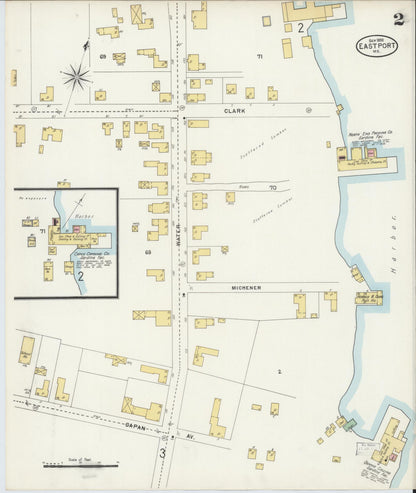 Sanborn Fire Insurance Map from Eastport, Washington County, Maine (1898), Sheet #0002 - Complete Map Set gallery image, historic Sanborn map, vintage wall art, Maine Maine