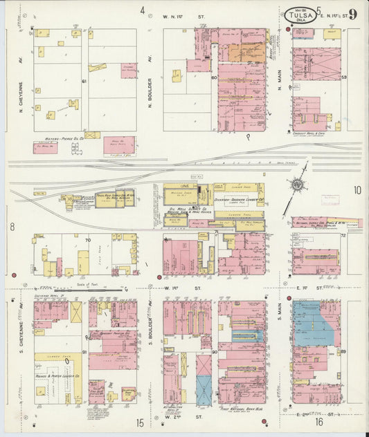 Sanborn Fire Insurance Map from Tulsa, Tulsa County, Oklahoma (1911), Sheet #0009 - Historic Sanborn Fire Insurance Map Print, vintage old map wall art, antique decor, genealogy gift, Oklahoma Oklahoma map
