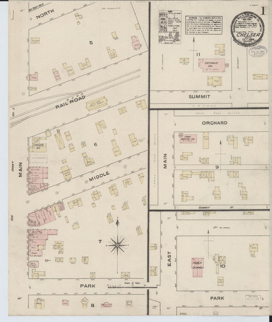 Sanborn Fire Insurance Map from Chelsea, Washtenaw County, Michigan (1884), Sheet #0001 - Historic Sanborn Fire Insurance Map Print, vintage old map wall art, antique decor, genealogy gift, Michigan Michigan map