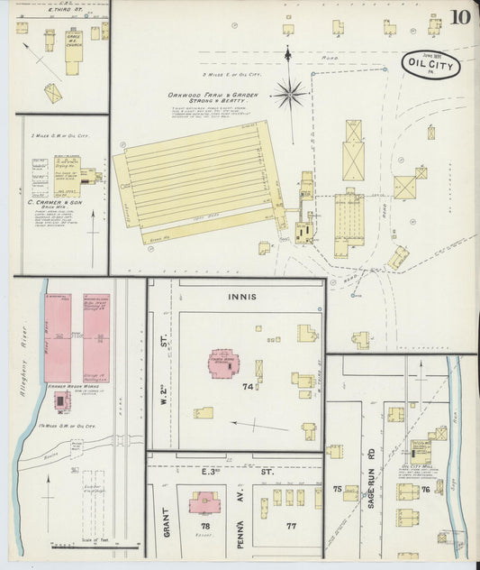 Sanborn Fire Insurance Map from Oil City, Venango County, Pennsylvania (1891), Sheet #0010 - Historic Sanborn Fire Insurance Map Print, vintage old map wall art, antique decor, genealogy gift, Pennsylvania Pennsylvania map