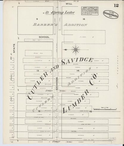 Sanborn Fire Insurance Map from Grand Haven, Ottawa County, Michigan (1883), Sheet #0012 - Complete Map Set gallery image, historic Sanborn map, vintage wall art, Michigan Michigan