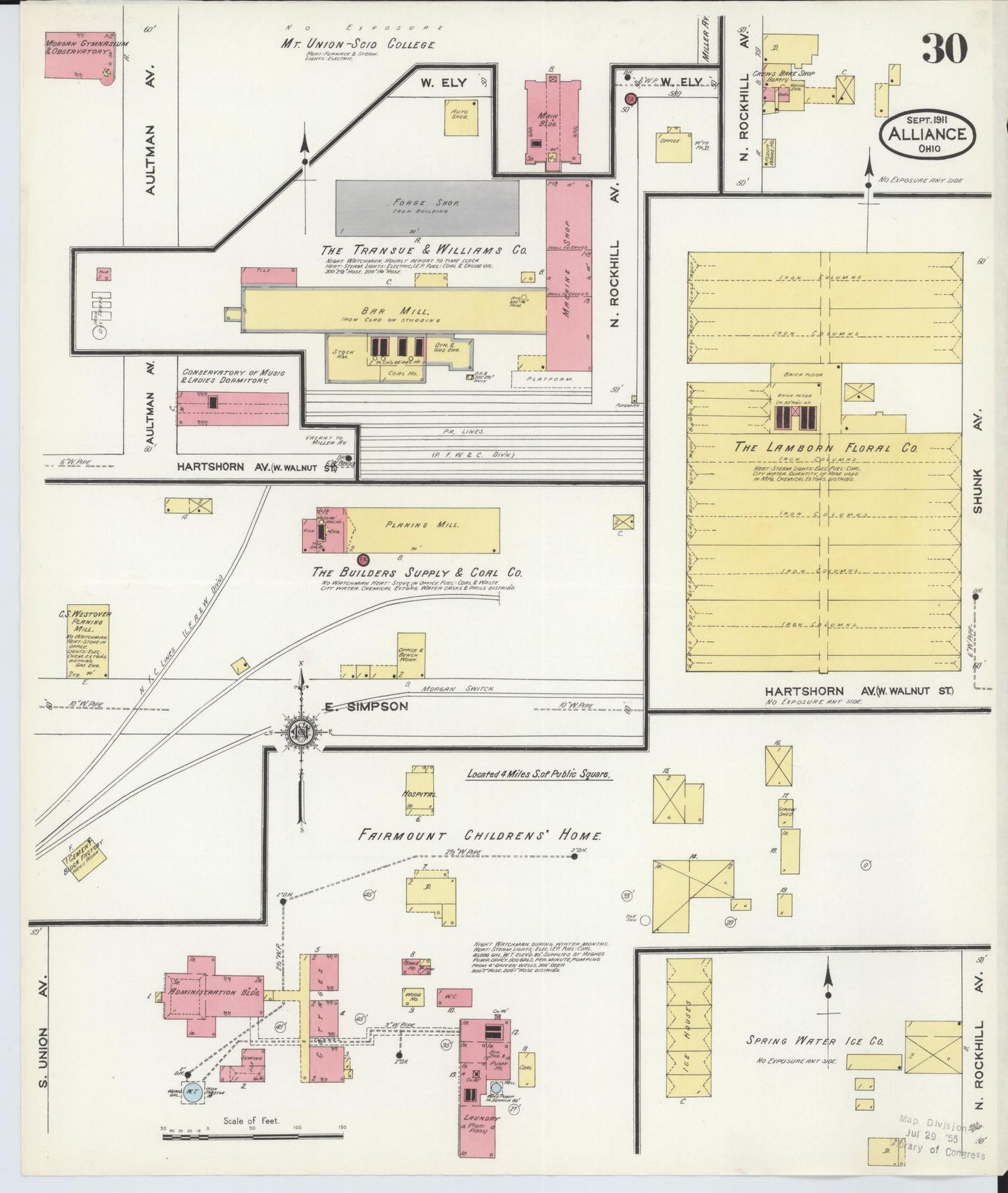 Sanborn Fire Insurance Map from Alliance, Stark County, Ohio (1911), Sheet #0030 - Historic Sanborn Fire Insurance Map Print, vintage old map wall art, antique decor, genealogy gift, Ohio Ohio map