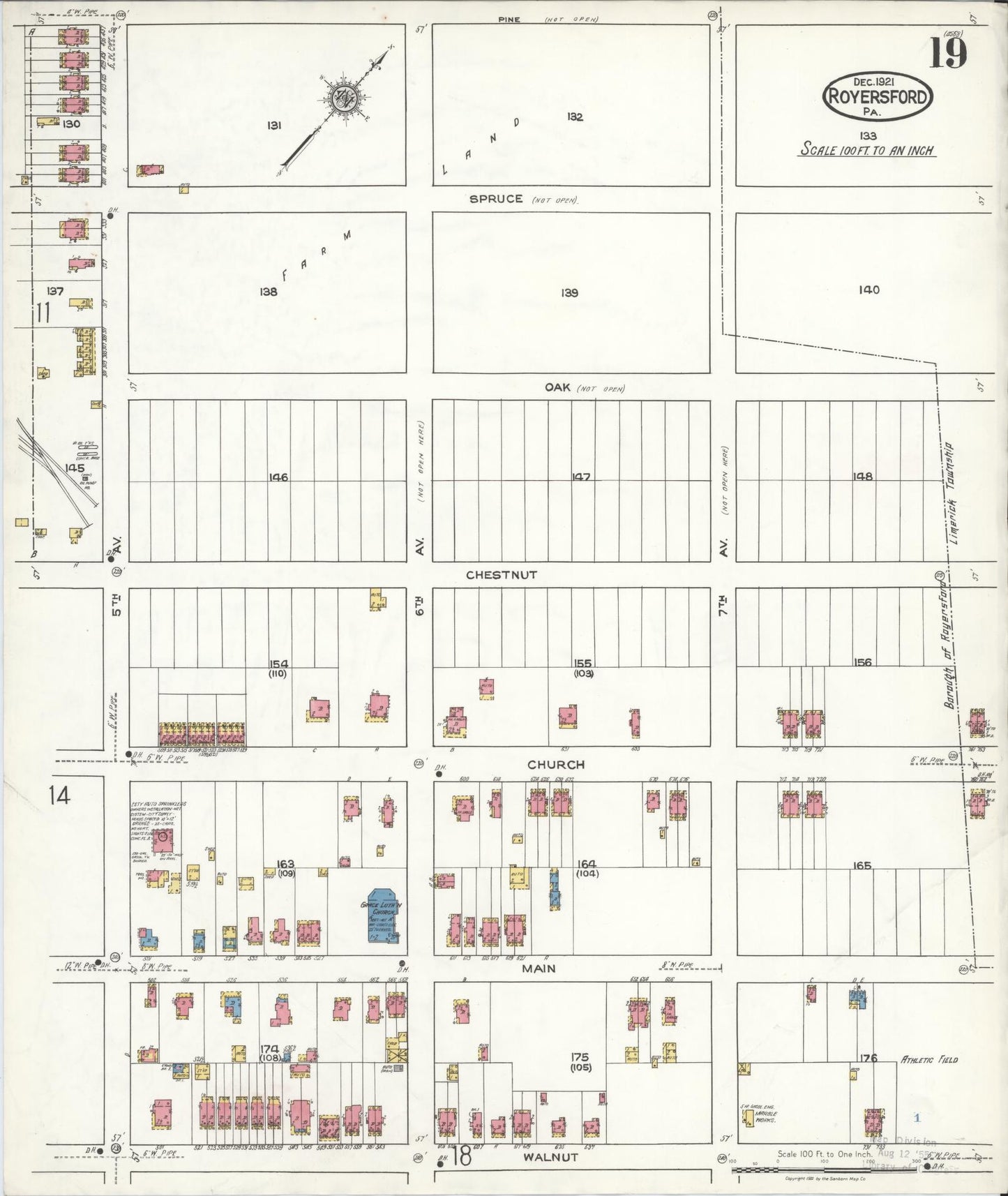 Sanborn Fire Insurance Map from Royersford, Montgomery County, Pennsylvania (1921), Sheet #0019 - Complete Map Set gallery image, historic Sanborn map, vintage wall art, Pennsylvania Pennsylvania