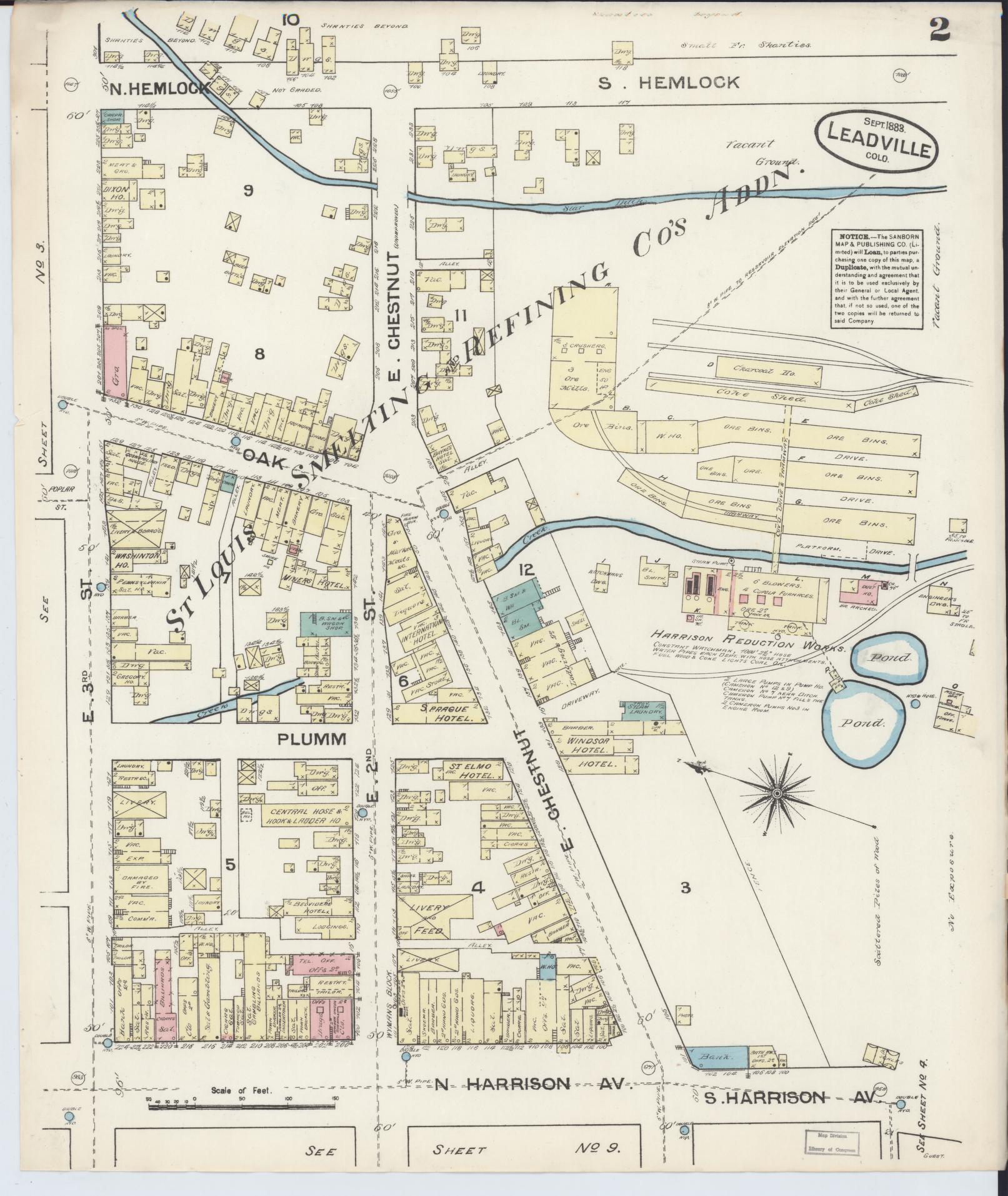 Sanborn Fire Insurance Map from Leadville, Lake County, Colorado (1883), Sheet #0002 - Complete Map Set gallery image, historic Sanborn map, vintage wall art, Colorado Colorado