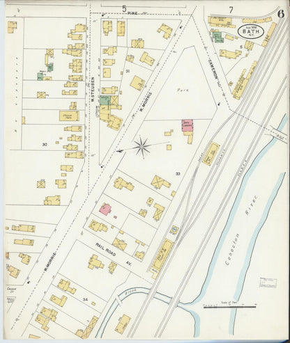 Sanborn Fire Insurance Map from Bath, Steuben County, New York (1898), Sheet #0006 - Complete Map Set gallery image, historic Sanborn map, vintage wall art, New York New York