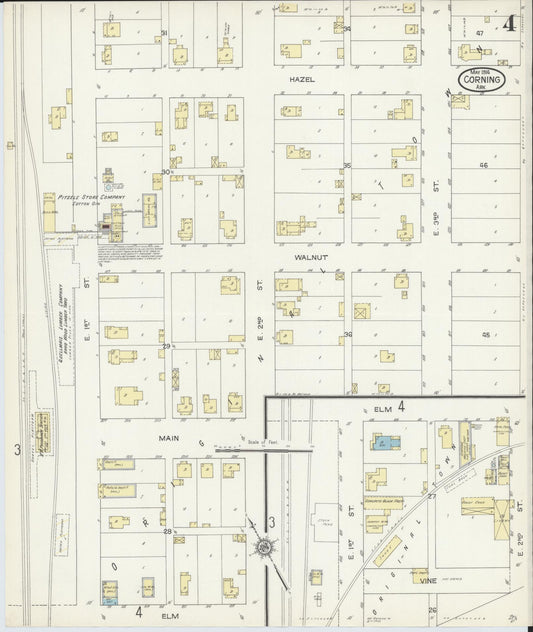 Sanborn Fire Insurance Map from Corning, Clay County, Arkansas (1914), Sheet #0004 - Historic Sanborn Fire Insurance Map Print, vintage old map wall art, antique decor, genealogy gift, Arkansas Arkansas map