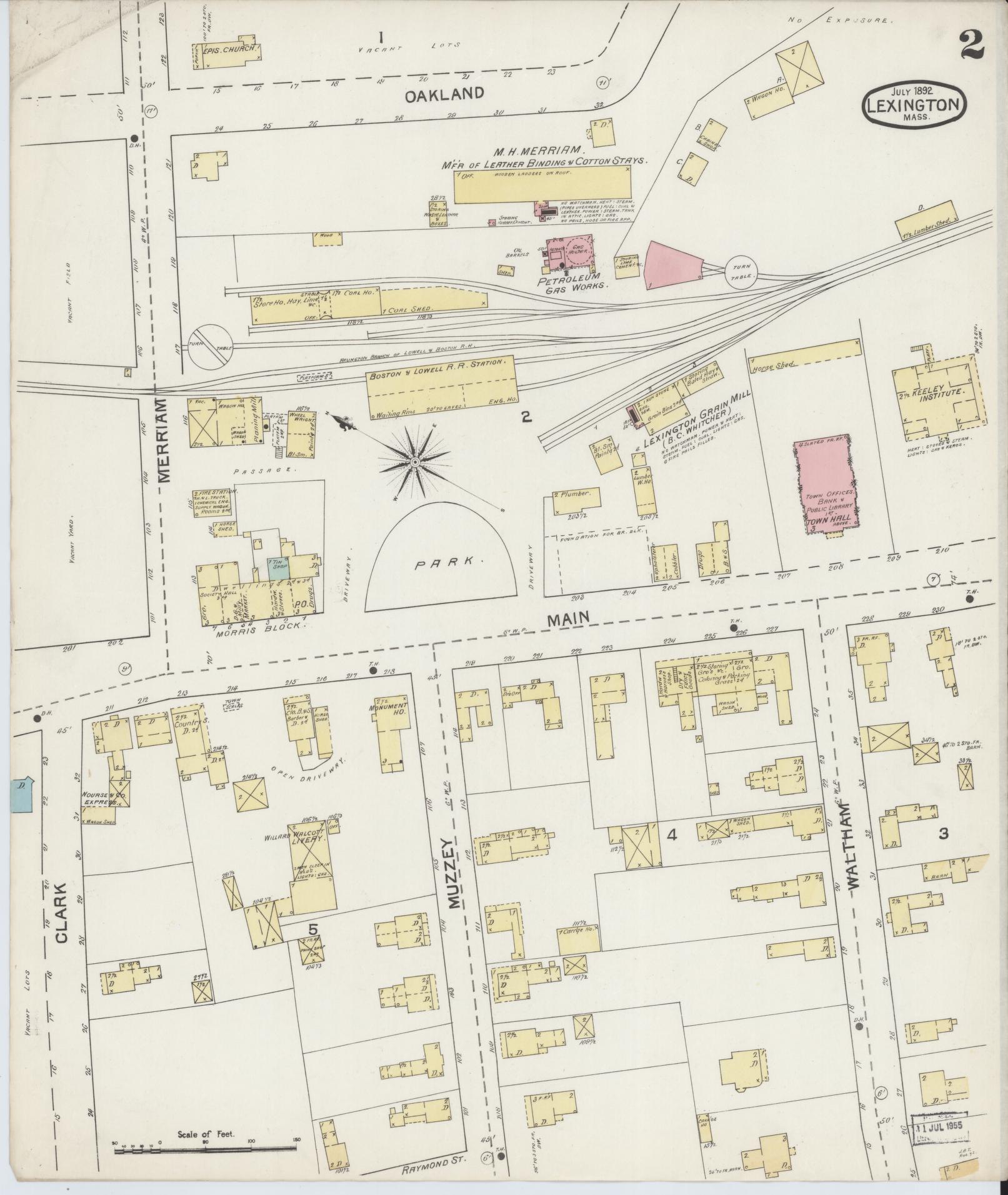 Sanborn Fire Insurance Map from Lexington, Middlesex County, Massachusetts (1892), Sheet #0002 - Historic Sanborn Fire Insurance Map Print, vintage old map wall art, antique decor, genealogy gift, Massachusetts Massachusetts map