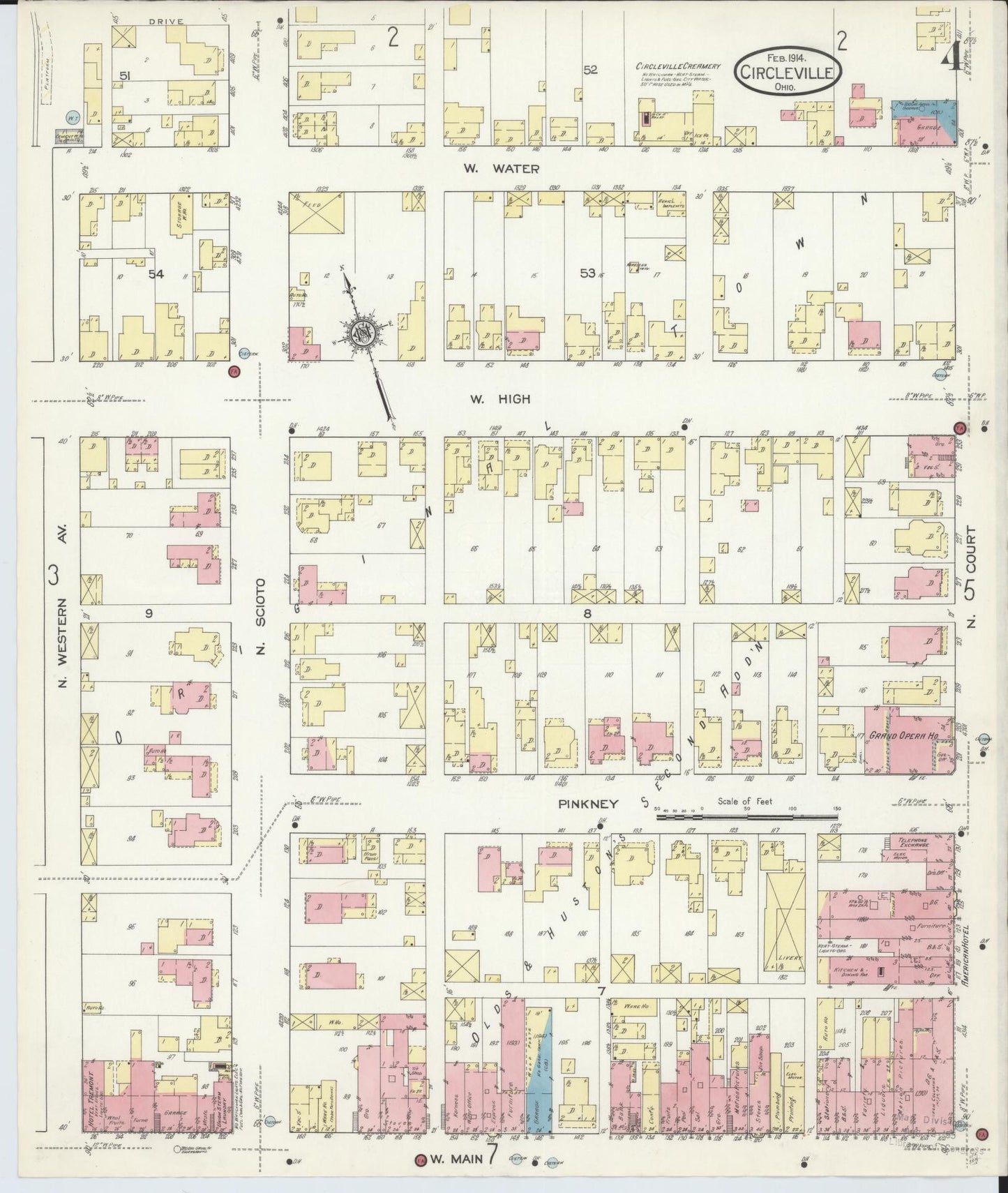 Sanborn Fire Insurance Map from Circleville, Pickaway County, Ohio (1914), Sheet #0004 - Historic Sanborn Fire Insurance Map Print, vintage old map wall art, antique decor, genealogy gift, Ohio Ohio map