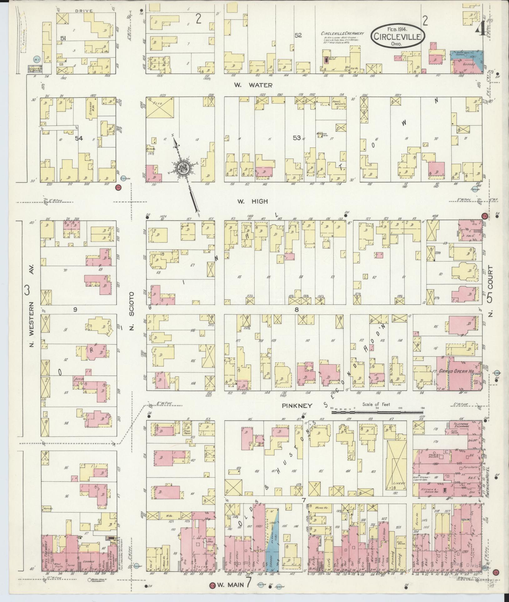 Sanborn Fire Insurance Map from Circleville, Pickaway County, Ohio (1914), Sheet #0004 - Historic Sanborn Fire Insurance Map Print, vintage old map wall art, antique decor, genealogy gift, Ohio Ohio map