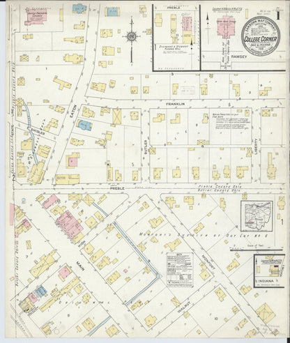 Sanborn Fire Insurance Map from College Corner, Preble And Butler, Ohio (1914), Sheet #0001 - Historic Sanborn Fire Insurance Map Print, vintage old map wall art, antique decor, genealogy gift, Ohio Ohio map