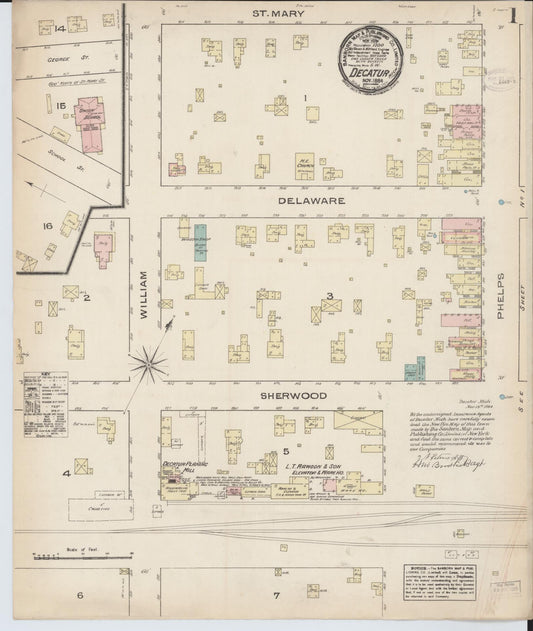 Sanborn Fire Insurance Map from Decatur, Van Buren County, Michigan (1884), Sheet #0001 - Complete Map Set gallery image, historic Sanborn map, vintage wall art, Michigan Michigan