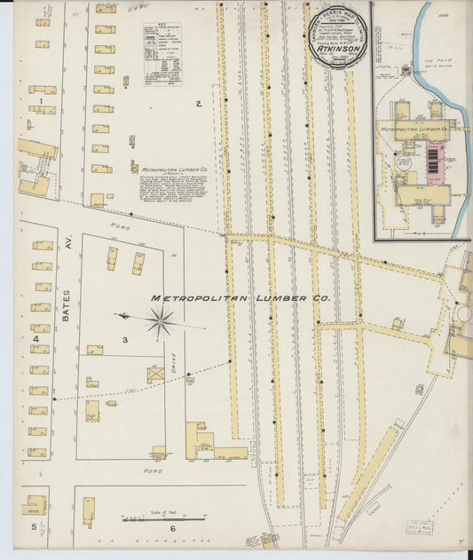 Sanborn Fire Insurance Map from Atkinson, Iron County, Michigan (1893), Sheet #0001 - Historic Sanborn Fire Insurance Map Print, vintage old map wall art, antique decor, genealogy gift, Michigan Michigan map