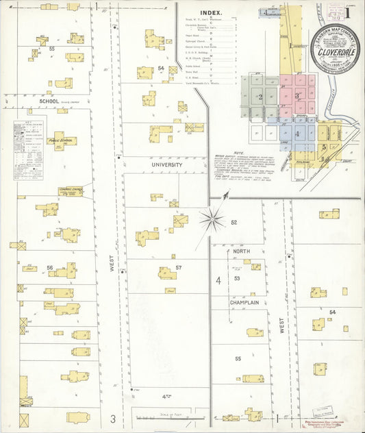 Sanborn Fire Insurance Map from Cloverdale, Sonoma County, California (1905), Sheet #0001 - Complete Map Set gallery image, historic Sanborn map, vintage wall art, California California