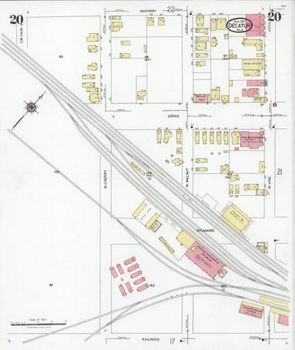 Sanborn Fire Insurance Map from Decatur, Morgan County, Alabama (1927), Sheet #0020 - Complete Map Set gallery image, historic Sanborn map, vintage wall art, Alabama Alabama