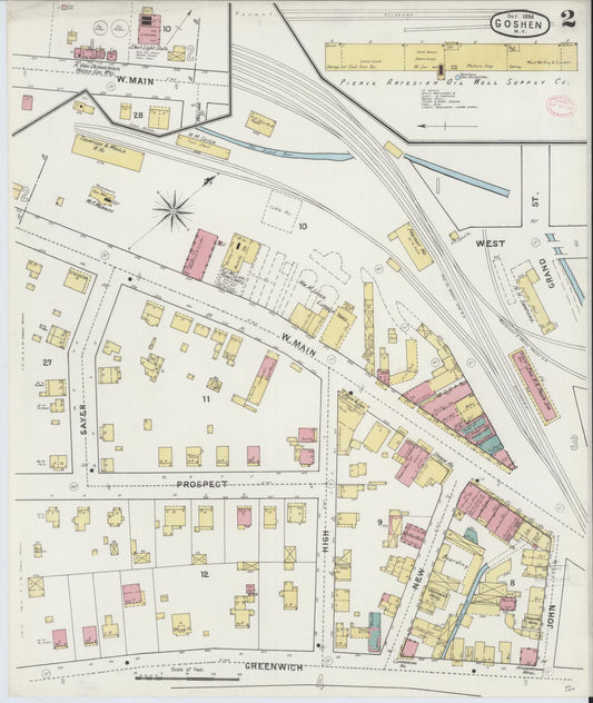 Sanborn Fire Insurance Map from Goshen, Orange County, New York (1894), Sheet #0002 - Historic Sanborn Fire Insurance Map Print, vintage old map wall art, antique decor, genealogy gift, New York New York map
