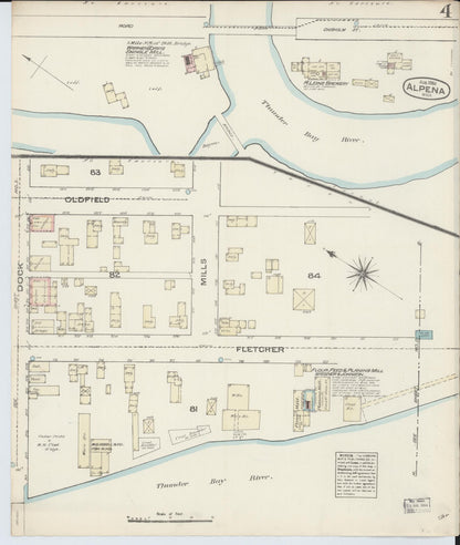 Sanborn Fire Insurance Map from Alpena, Alpena County, Michigan (1884), Sheet #0004 - Complete Map Set gallery image, historic Sanborn map, vintage wall art, Michigan Michigan