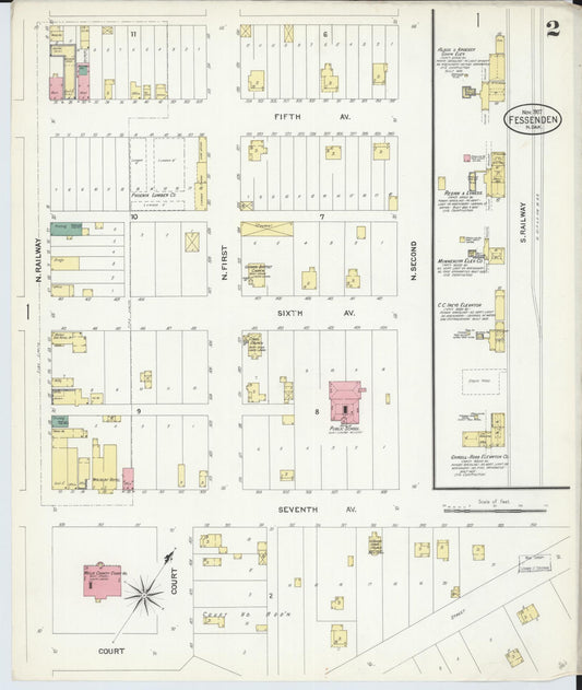Sanborn Fire Insurance Map from Fessenden, Wells County, North Dakota (1907), Sheet #0002 - Historic Sanborn Fire Insurance Map Print, vintage old map wall art, antique decor, genealogy gift, North Dakota North Dakota map