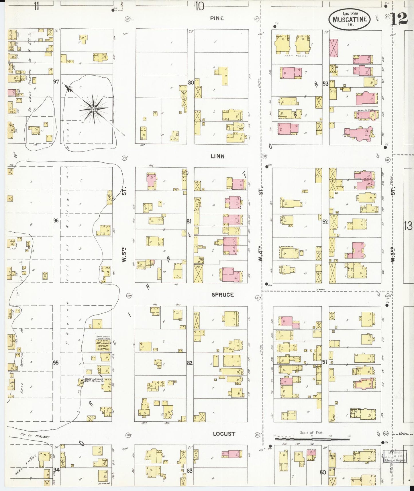 Sanborn Fire Insurance Map from Muscatine, Muscatine County, Iowa (1899), Sheet #0012 - Historic Sanborn Fire Insurance Map Print