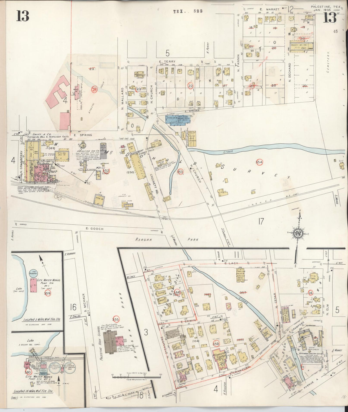 Sanborn Fire Insurance Map from Palestine, Anderson County, Texas (1949), Sheet #0013 - Complete Map Set gallery image, historic Sanborn map, vintage wall art, Texas Texas