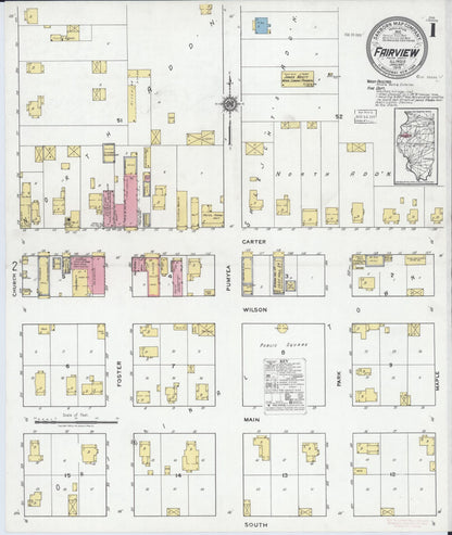 Sanborn Fire Insurance Map from Fairview, Fulton County, Illinois (1919), Sheet #0001 - Historic Sanborn Fire Insurance Map Print, vintage old map wall art, antique decor, genealogy gift, Illinois Illinois map