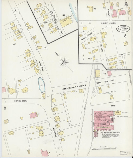 Sanborn Fire Insurance Map from Aurora, Dearborn County, Indiana (1897), Sheet #0008 - Historic Sanborn Fire Insurance Map Print, vintage old map wall art, antique decor, genealogy gift, Indiana Indiana map