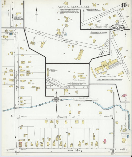 Sanborn Fire Insurance Map from East Aurora, Erie County, New York (1920), Sheet #0010 - Historic Sanborn Fire Insurance Map Print, vintage old map wall art, antique decor, genealogy gift, New York New York map