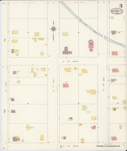 Sanborn Fire Insurance Map from Brigham City, Box Elder County, Utah (1917), Sheet #0003 - Historic Sanborn Fire Insurance Map Print, vintage old map wall art, antique decor, genealogy gift, Utah Utah map