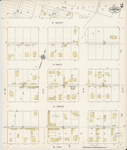 Sanborn Fire Insurance Map from Rawlins, Carbon County, Wyoming (1912), Sheet #0002 - Complete Map Set gallery image, historic Sanborn map, vintage wall art, Wyoming Wyoming