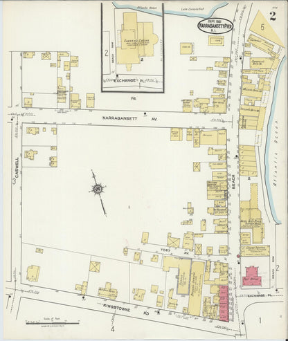 Sanborn Fire Insurance Map from Narragansett Pier, Washington County, Rhode Island (1921), Sheet #0002 - Complete Map Set gallery image, historic Sanborn map, vintage wall art, Rhode Island Rhode Island