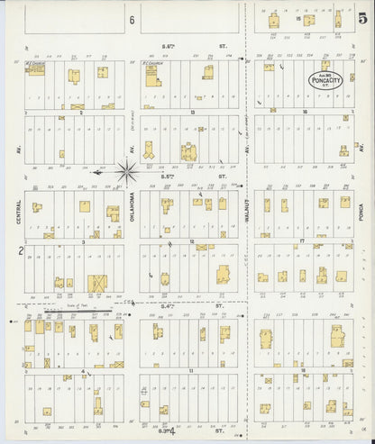 Sanborn Fire Insurance Map from Ponca City, Kay County, Oklahoma (1901), Sheet #0005 - Complete Map Set gallery image, historic Sanborn map, vintage wall art, Oklahoma Oklahoma