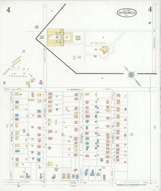 Sanborn Fire Insurance Map from Jeffersonville, Montgomery County, Pennsylvania (1928), Sheet #0004 - Historic Sanborn Fire Insurance Map Print, vintage old map wall art, antique decor, genealogy gift, Pennsylvania Pennsylvania map