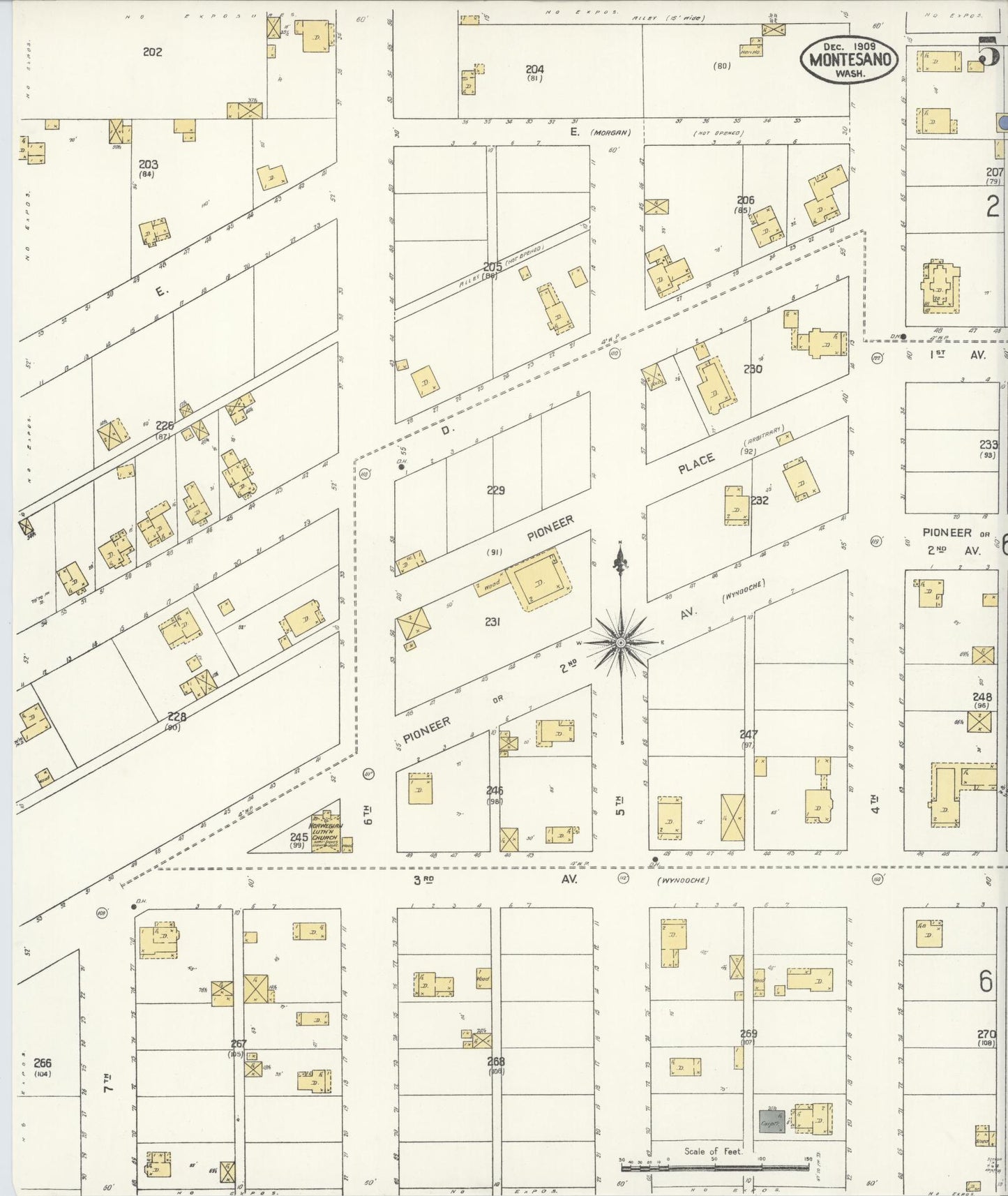 Sanborn Fire Insurance Map from Montesano, Grays Harbor County, Washington (1909), Sheet #0005 - Complete Map Set gallery image, historic Sanborn map, vintage wall art, Washington Washington