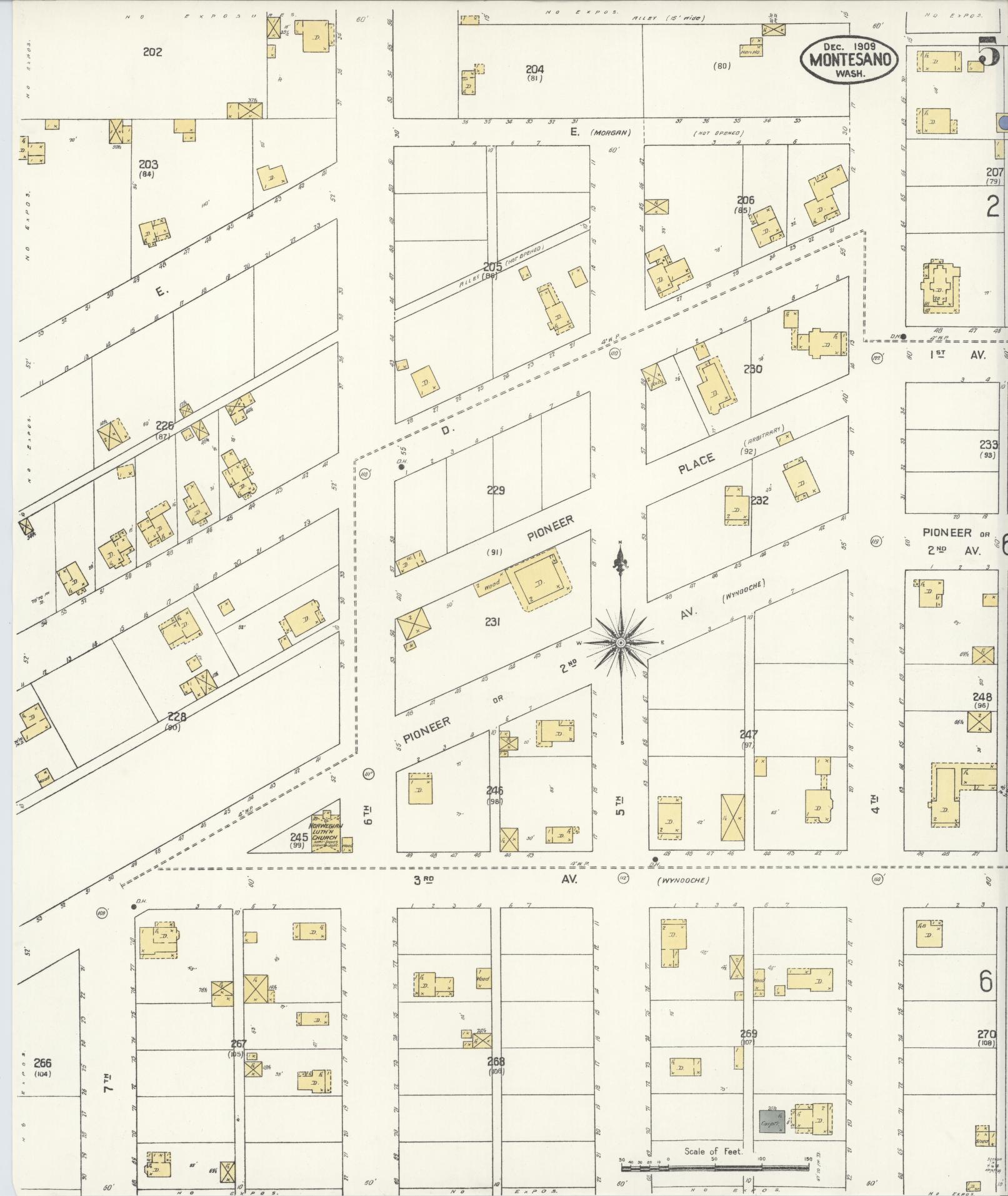 Sanborn Fire Insurance Map from Montesano, Grays Harbor County, Washington (1909), Sheet #0005 - Complete Map Set gallery image, historic Sanborn map, vintage wall art, Washington Washington