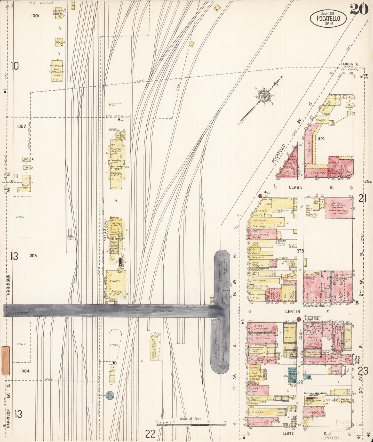 Sanborn Fire Insurance Map from Pocatello, Bannock County, Idaho (1915), Sheet #0020 - Complete Map Set gallery image, historic Sanborn map, vintage wall art, Idaho Idaho