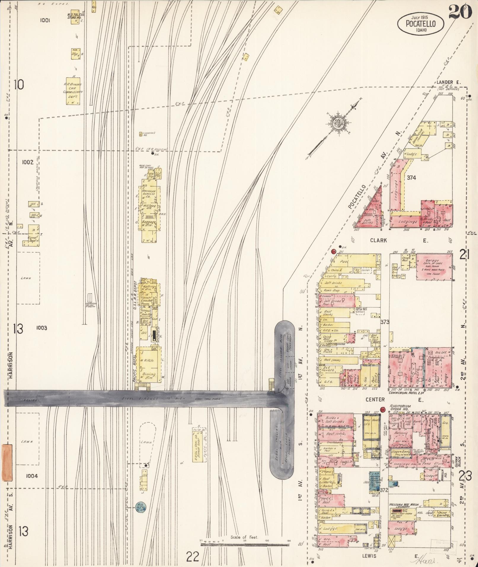 Sanborn Fire Insurance Map from Pocatello, Bannock County, Idaho (1915), Sheet #0020 - Complete Map Set gallery image, historic Sanborn map, vintage wall art, Idaho Idaho