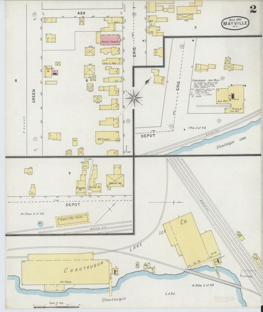 Sanborn Fire Insurance Map from Mayville, Chautauqua County, New York (1895), Sheet #0002 - Historic Sanborn Fire Insurance Map Print, vintage old map wall art, antique decor, genealogy gift, New York New York map