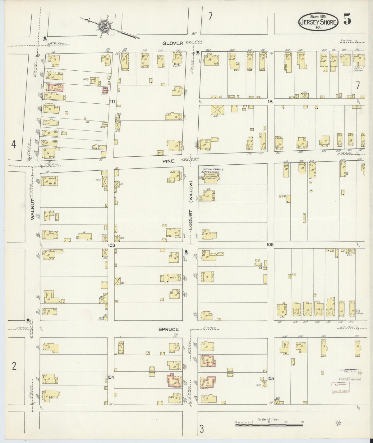 Sanborn Fire Insurance Map from Jersey Shore, Lycoming County, Pennsylvania (1913), Sheet #0005 - Complete Map Set gallery image, historic Sanborn map, vintage wall art, Pennsylvania Pennsylvania