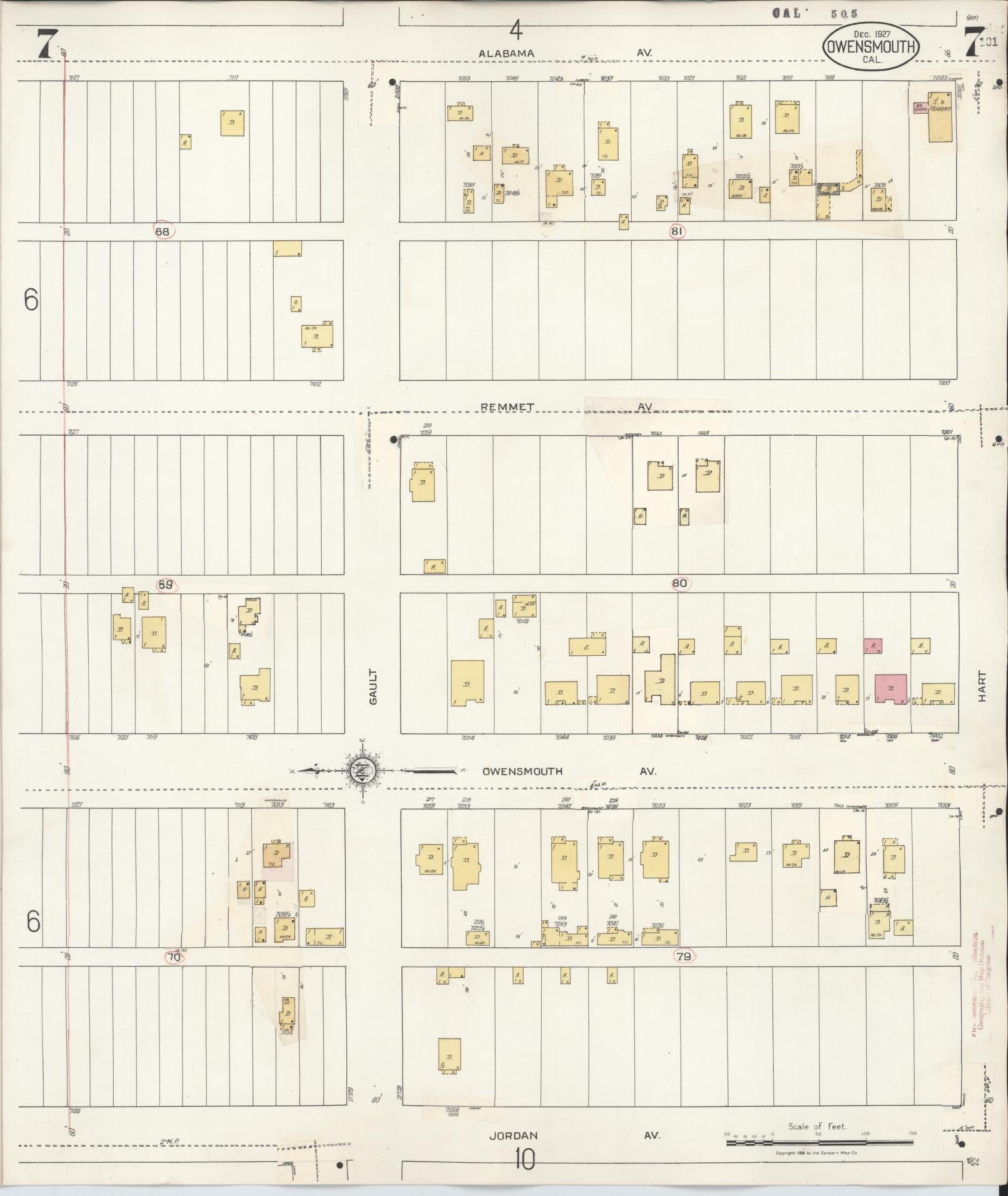 Sanborn Fire Insurance Map from Canoga Park, Los Angeles County, California (1932), Sheet #0007 - Complete Map Set gallery image, historic Sanborn map, vintage wall art, California California