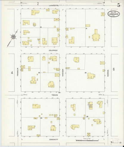 Sanborn Fire Insurance Map from La Grange, Fayette County, Texas (1912), Sheet #0005 - Historic Sanborn Fire Insurance Map Print, vintage old map wall art, antique decor, genealogy gift, Texas Texas map
