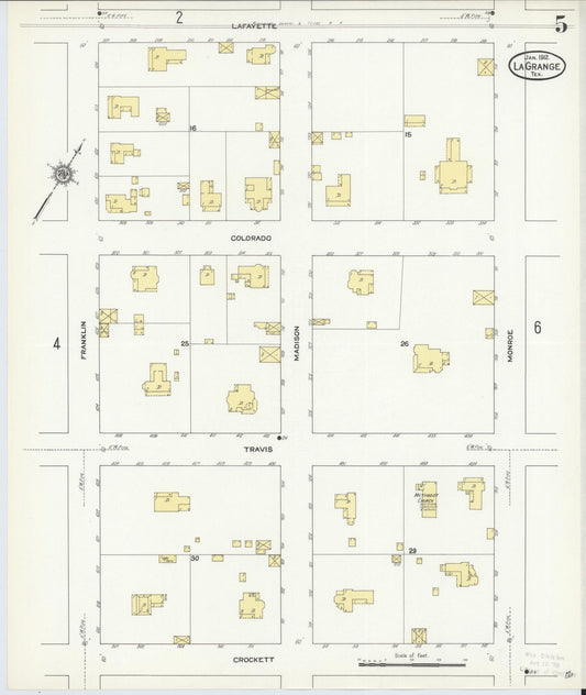 Sanborn Fire Insurance Map from La Grange, Fayette County, Texas (1912), Sheet #0005 - Historic Sanborn Fire Insurance Map Print, vintage old map wall art, antique decor, genealogy gift, Texas Texas map