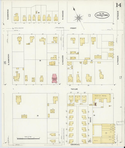 Sanborn Fire Insurance Map from Georgetown, Georgetown County, South Carolina (1908), Sheet #0014 - Complete Map Set gallery image, historic Sanborn map, vintage wall art, South Carolina South Carolina