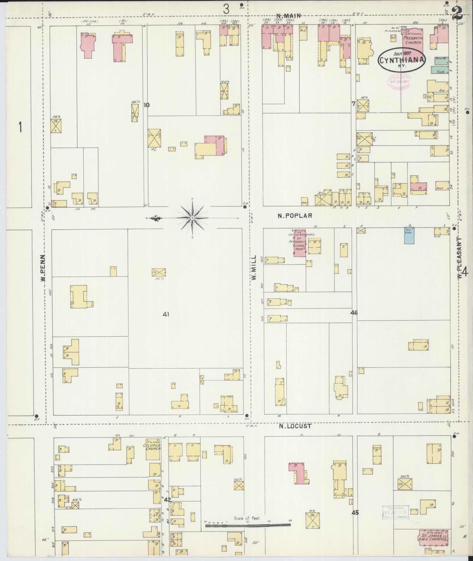 Sanborn Fire Insurance Map from Cynthiana, Harrison County, Kentucky (1897), Sheet #0002 - Complete Map Set gallery image, historic Sanborn map, vintage wall art, Kentucky Kentucky