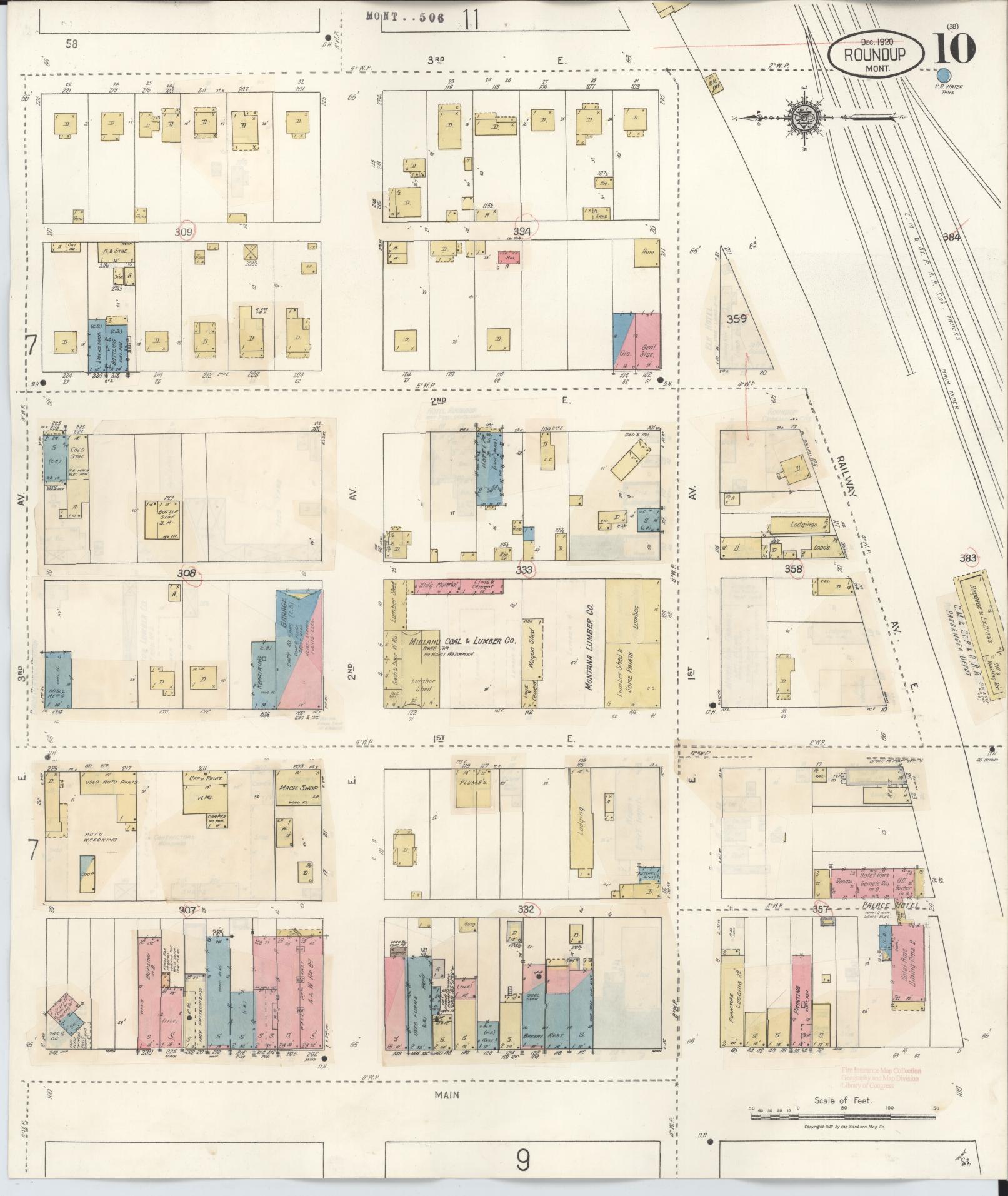 Sanborn Fire Insurance Map from Roundup, Musselshell County, Montana (1944), Sheet #0010 - Complete Map Set gallery image, historic Sanborn map, vintage wall art, Montana Montana