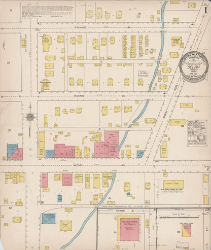 Sanborn Fire Insurance Map from Selah, Yakima County, Washington (1922), Sheet #0001 - Complete Map Set gallery image, historic Sanborn map, vintage wall art, Washington Washington