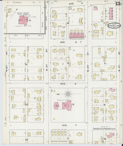 Sanborn Fire Insurance Map from Sterling, Whiteside County, Illinois (1891), Sheet #0013 - Complete Map Set gallery image, historic Sanborn map, vintage wall art, Illinois Illinois