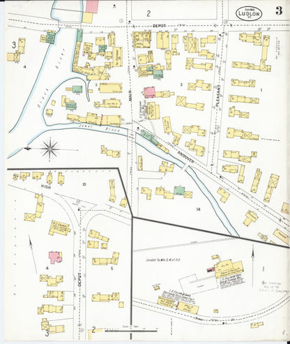 Sanborn Fire Insurance Map from Ludlow, Windsor County, Vermont (1900), Sheet #0003 - Complete Map Set gallery image, historic Sanborn map, vintage wall art, Vermont Vermont