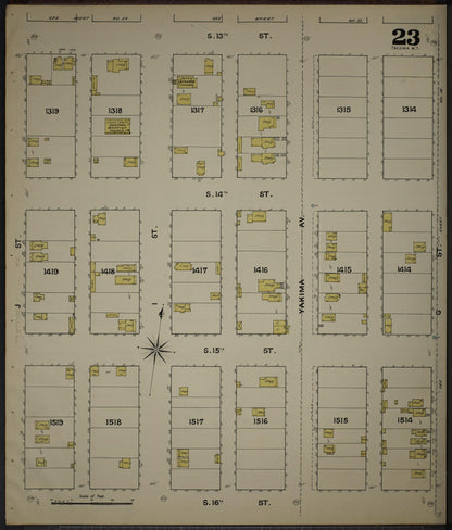 Sanborn Fire Insurance Map from Tacoma, Pierce County, Washington (1888), Sheet #0023 - Complete Map Set gallery image, historic Sanborn map, vintage wall art, Washington Washington
