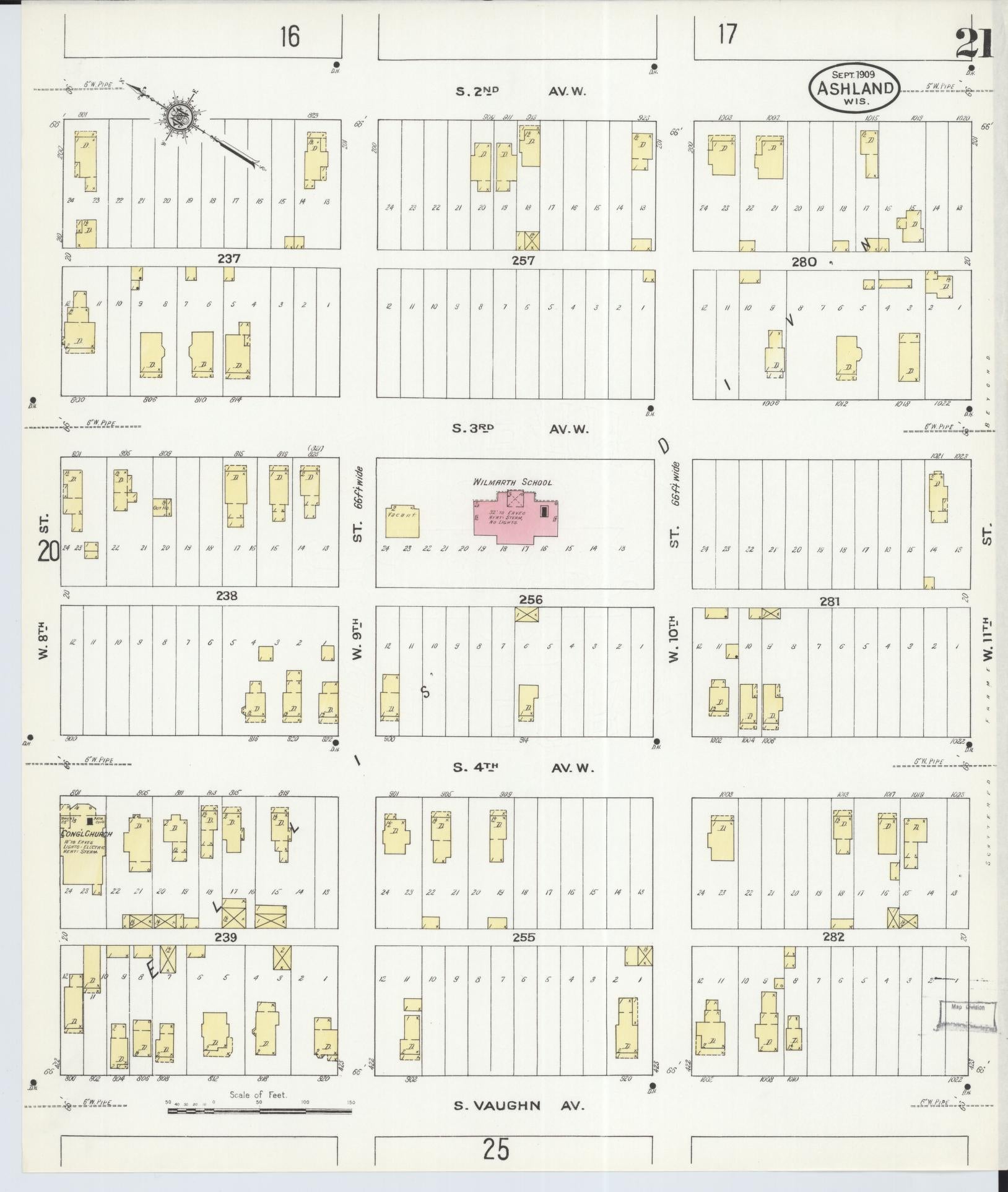 Sanborn Fire Insurance Map from Ashland, Ashland County, Wisconsin (1909), Sheet #0021 - Complete Map Set gallery image, historic Sanborn map, vintage wall art, Wisconsin Wisconsin