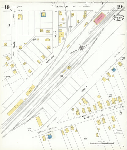 Sanborn Fire Insurance Map from Oneida, Madison County, New York (1923), Sheet #0019 - Historic Sanborn Fire Insurance Map Print, vintage old map wall art, antique decor, genealogy gift, New York New York map