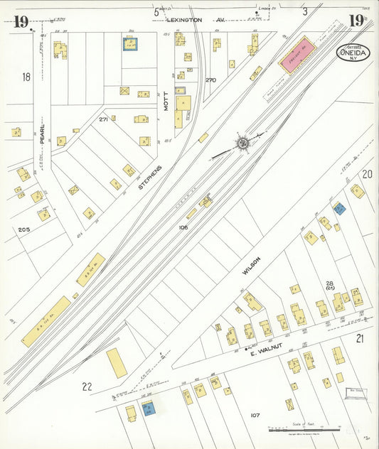 Sanborn Fire Insurance Map from Oneida, Madison County, New York (1923), Sheet #0019 - Historic Sanborn Fire Insurance Map Print, vintage old map wall art, antique decor, genealogy gift, New York New York map